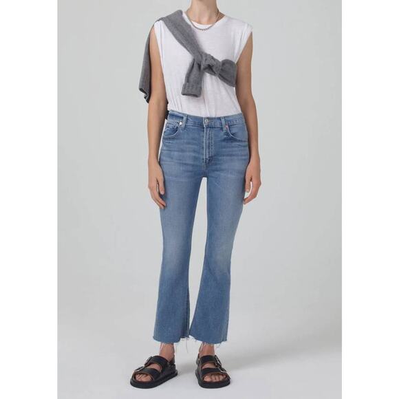 CITIZENS of HUMANITY ISOLA Cropped Boot Jeans Raw Hem in Pixie 28 US 6 NEW